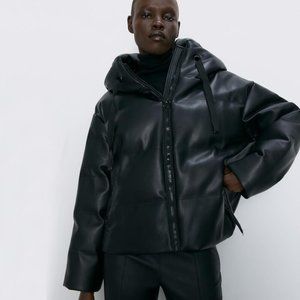 Zara Faux leather puffer jacket